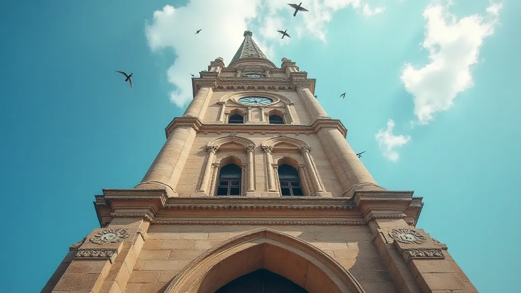 Close-up photograph of the Town Hall clock tower.