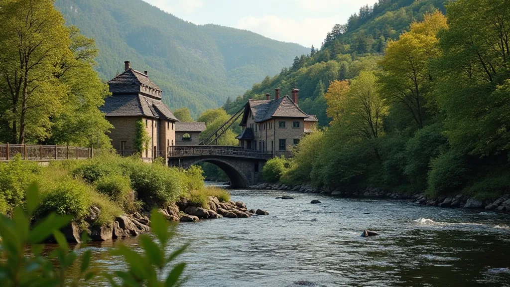 Historic water mill in a valley