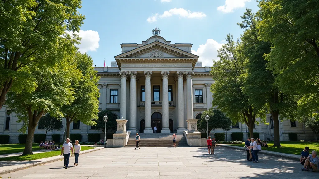 A modern photograph of the Town Hall building, showing its grand facade.
